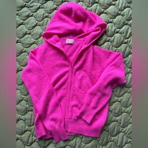 From Future Hot Pink 100% Cashmere Zip-up Hoodie